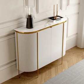 KOMODA ADALIA L BIELY MRAMOR + ZLATÁ 140 cm