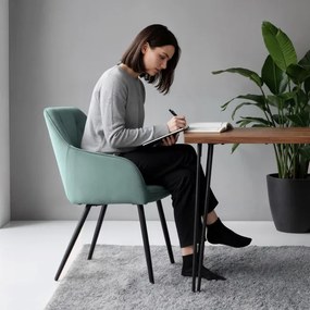 Sada dvoch jedálenských stoličiek DIAMANT zamatové, tyrkysové / čierne nohy (2 ks)