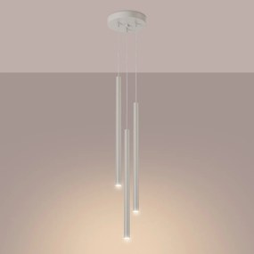 Závesné svietidlo Pastelo, 3x béžové kovové tienidlo, o