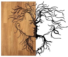 Nástenná dekorácia 96x79 cm láska drevo/kov