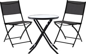 CH Skladací záhradný set nábytku s okrúhlym stolom - čierna