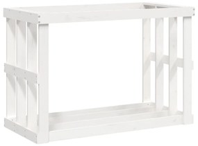 Vonkajší držiak na polená biely 108x52x74 cm masívna borovica