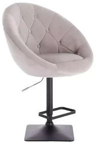 LuxuryForm DESIGN Barová stolička VERA VELUR na čiernej hranatej základni - svetlo šedá