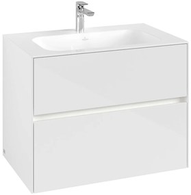 VILLEROY &amp; BOCH Collaro závesná skrinka pod umývadlo, 2 zásuvky, s LED osvetlením, 796 x 498 x 603 mm, Glossy White, C138B0DH