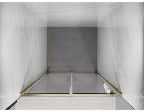 Mexen Exo, výklopné dvojité sprchové dvere 90 cm, číre sklo, zlatá, 814-090-000-50-00