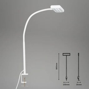 Brilo - LED Flexibilná stolná lampa s klipom TRASNA LED/7,5W/230V biela
