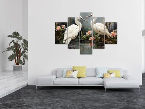 Obraz - Žeriavy biely (150x105 cm)