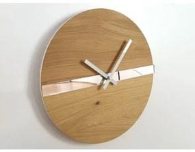 Sammer Dubové nástenné hodiny so zrkadlovým pásom 33 cm PolowkaLustroWood