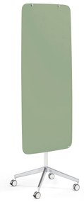 Sklenená magnetická tabuľa STELLA, so zaoblenými rohmi, s kolieskami, pastelová zelená
