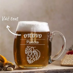 Ručne fúkaný okrúhly polliter na pivo s gravírovaním OTCOVO PIVEČKO 500 ml 1KS
