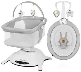 Lionelo - Detské hojdacie kresielko s melódiou 2v1 BELLA Betónovo sivé + diaľkové ovládanie