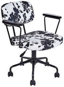 Zamatová kancelárska stolička čierna/biela ALGERITA Beliani