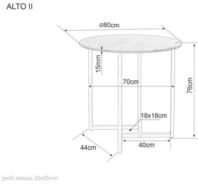 Okrúhly jedálenský stôl s doskou v dekore dub ALTO II 80x80