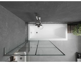 Mexen Next L, 1-krídlová vaňová zástena 90 x 150 cm, 6mm číre sklo-čierny vzor, chrómový profil, 895-090-000-03-77-01