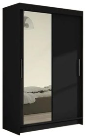 Posuvná šatníková skriňa FLORIA VI so zrkadlom, 120x200x58, čierna mat