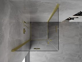 Mexen Mist-F Duo, skladací sprchový kút 80 x 80 cm, číre sklo, zlatý matný profil, 8A6-080L-080P-55-00