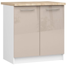 Dolná kuchynská skrinka Ozara S80 2D (biela + cappuccino lesk). Akcia -18%. Vlastná spoľahlivá doprava až k Vám domov. 1071122