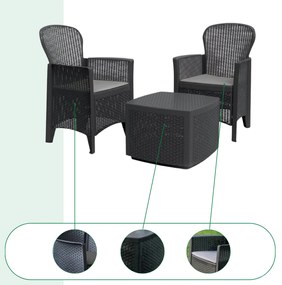 I.P.A.E-Progarden Záhradný set TREE, 3-dielny, antracitová