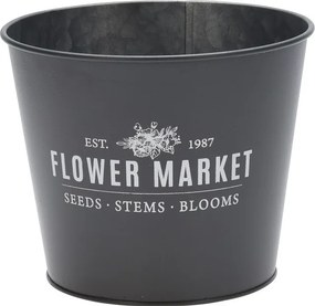 Kvetináč Flower market – čierny 17 × 14 cm