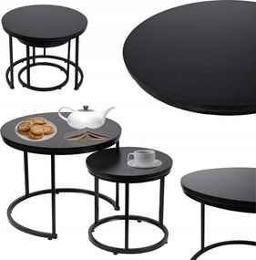 Dekorstudio Set 2ks čiernych kávových stolíkov LOFT DUO 60/40cm