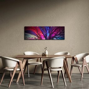 Abstraktný obraz stromu (s hodinami) (90x30 cm)