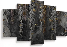 Obraz - Vŕbové vetvičky v čiernom pozadí (150x105 cm)
