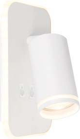 Nástenné svietidlo Pipe Ring, 1x biele kovové tienidlo + 1x LED 6w, w, vypínač