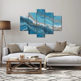 Obraz - Bledomodrý mramor so zlatom I. (150x105 cm)