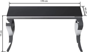 Vintino Jedálenský stôl ORVEX 150 × 90 cm – čierne sklo / chróm