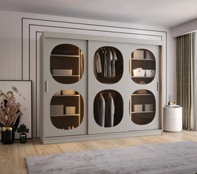 Šatníková skriňa 250 cm Boomer 2 (kašmír) (s osvetlením). Akcia -20%. Vlastná spoľahlivá doprava až k Vám domov. 1126271
