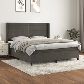 Posteľný rám boxspring s matracom tmavosivý 180x200 cm zamat 3132754