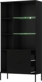 Vitrína Meorati s LED osvětlením 100 cm černá/dub Artisan