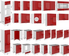 Panel na umývačku Bekini Premium Full Version zakrytý 60 cm červený lesk s pracovnou doskou