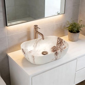 Rea Belinda, umývadlo na dosku 465x330x135 mm, imitácia kameňa-Marrone Matt, REA-U3600