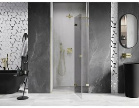 Mexen, Mexen Lunar L Otočné pravé sprchové dvere 125 cm, transparentné, zlaté - 834L-125-000-50-00-P