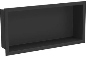 Mexen X-Wall-R, polička na zapustenie na obklad s golierom 45 x 20 cm, čierna matná, 1970452010