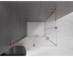 Mexen Velar L Duo, sprchový kút s posuvnými dverami 90 x 80 cm, 8mm sklo námraza, medená matná, 871-090-080-02-33-65