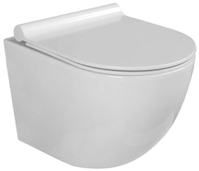 KIELLE Gaia kompaktné závesné WC Rimless s hlbokým splachovaním, 360 x 485 mm + SoftClose sedátko, biela, 30115001
