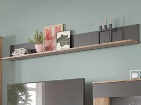 Nástenná polica Mason 180 cm, dub/sivá%