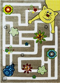 Detský koberec Smart Kids 22303 béžový – bludisko, obdĺžnik Rozmer: 120x180 cm
