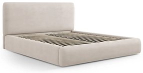 Béžová čalúnená dvojlôžková posteľ s úložným priestorom s roštom 140x200 cm Colonel – Cosmopolitan Design