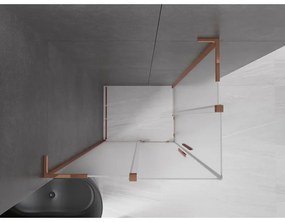 Mexen Velar L Duo, sprchový kút s posuvnými dverami 90 x 80 cm, 8mm sklo námraza, ružové zlato, 871-090-080-02-33-60