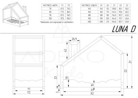 Domčeková posteľ z borovicového dreva Adeko Luna Drom, 90 x 200 cm