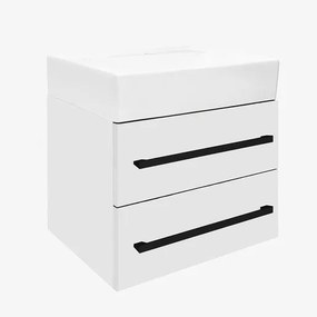 Kúpeľňová skrinka s umývadlom a čiernou úchytkou SAT Cube Way 60x53x46 cm biela lesk CUBE46C602BISATCWL, 1 ks