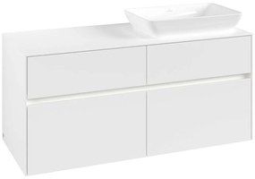 VILLEROY &amp; BOCH Collaro závesná skrinka pod umývadlo na dosku (umývadlo vpravo), 4 zásuvky, s LED osvetlením, 1200 x 500 x 548 mm, White Matt, C114B0MS