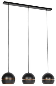 Inteligentné závesné svietidlo čierne so zlatým interiérom 3-svetlá Vrátane Wifi ST64 - Buell