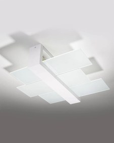 Stropné svietidlo Feniks, 1x mliečne sklenené tienidlo, drevo v bielej farbe