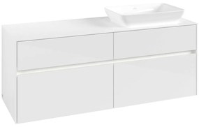 VILLEROY &amp; BOCH Collaro závesná skrinka pod umývadlo na dosku (umývadlo vpravo), 4 zásuvky, s LED osvetlením, 1400 x 500 x 548 mm, Glossy White, C118B0DH