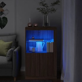 Bočná skrinka s LED svetlami hnedý dub kompozitné drevo 836629