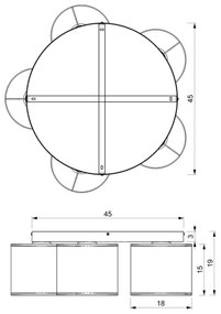 Luster prisadený LOFT SHADE 5xE27/60W/230V biela/zlatá